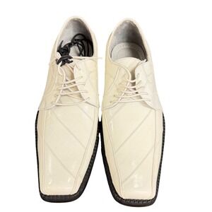 Vtg Los Altos Exotic Footwear Off White Eel Skin Oxford Lace Up Dress Shoes 10.5